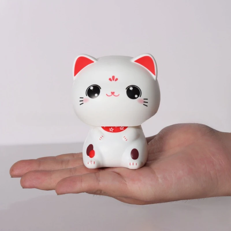 Car Mounted Solar Power Big Head Fortune Cat Creative Cute Home Nodding Cat Shop Front Desk Fortune Cat Ornament Personal Gifts
