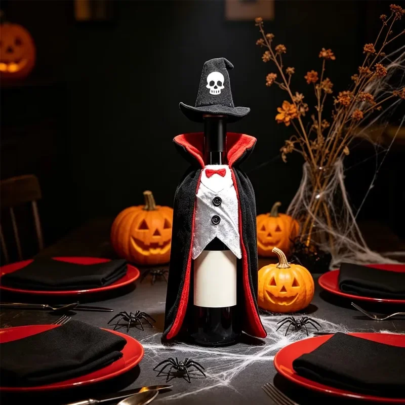 Halloween Wine Bottle Cover Champagne Bottle Protector Holiday Party Tabletop Decor for Dinner Gathering Scene Prop