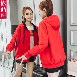 2019 Spring and Autumn New Short Coat Women Wear Casual Hat Baseball Suit on Both Sides in Autumn