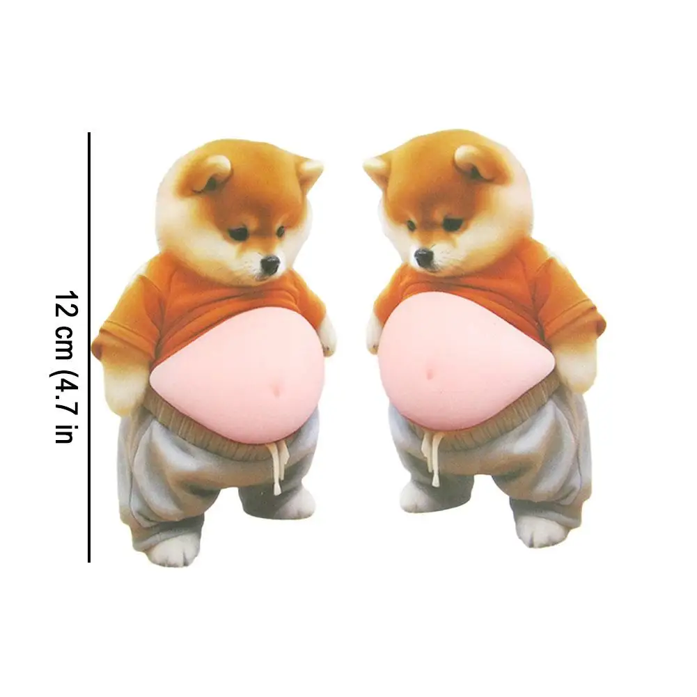 2-10 szt. Naklejka 3D z psem Shiba Inu - Uroczy szczeniak w pomarańczowym stroju z miękkim różowym tłem, silikonowa, samoprzylepna, na prezent