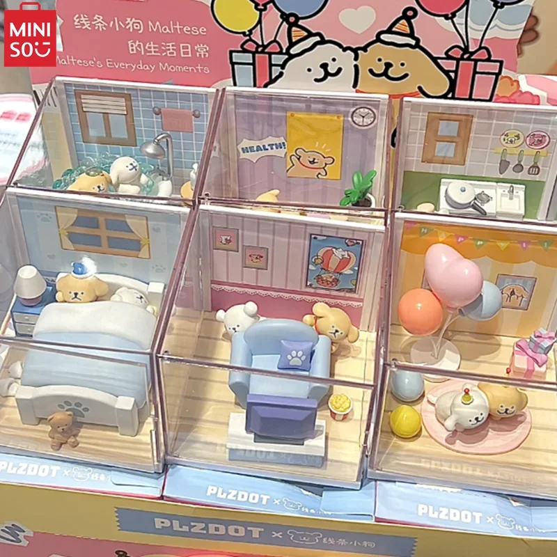 MINISO Maltese's Daily Life Series Blind Box Kawaii Puppy Display  Desktop Decoration Model Children's Toy Birthday Gift