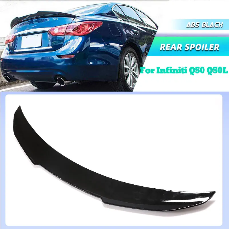 

ABS глянцевый черный автомобильный задний спойлер багажника, крылья для Infiniti Q50 Q50L 2014-2021, гоночный задний спойлер, комплект багажника, крыла, губ, кузов