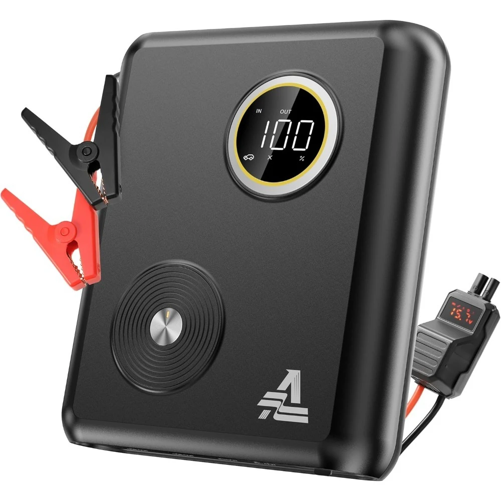 

Portable Car Jump Starter 27500mAh 6000A 12V for All Gas Diesel Engines PD 60W LED Display 1500LM Light 10-Year Standby