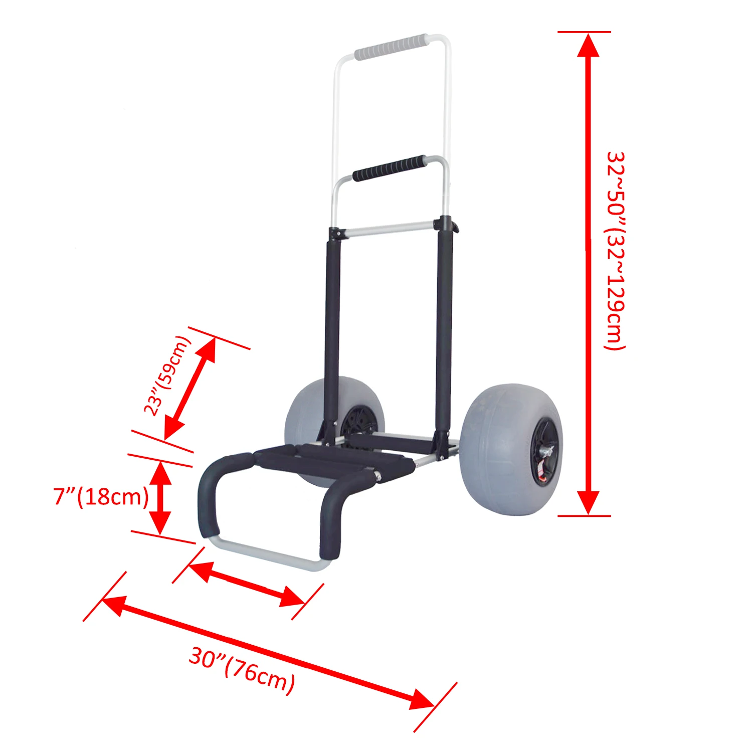 New Design Folding Aluminum Platform Trailer Beach Trolley Cart Fishing Cart with Inflatable Balloon Wheels OEM Support