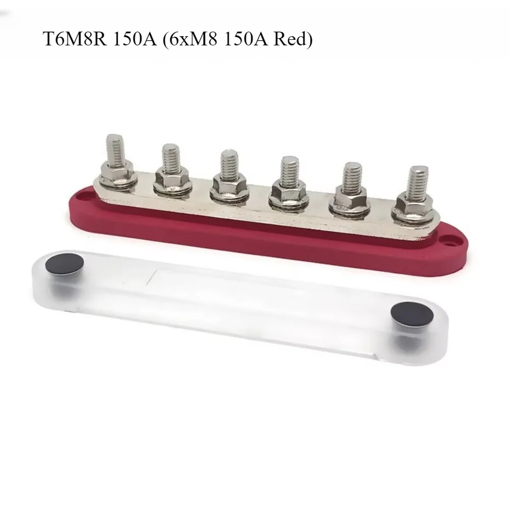 T6M8 Power Distribution Block with Cover 6xM8 6x5/16
