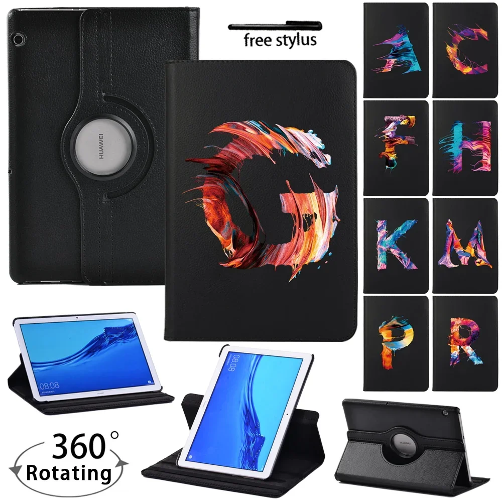 

For Huawei MediaPad T3 10 9.6" AGS-L09-L03 W09/T5 10 10.1" AGS2-W09/W19 - 360 Degrees Rotating PU Leather Stand Flip Tablet Case