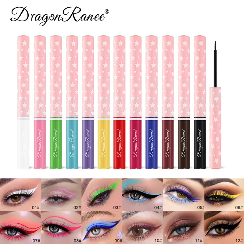 12 Color Liquid Eyeliner Matte Texture Quick Drying Waterproof Long Lasting Hold Makeup Fashion Hot Sale Colorful Party Eyeliner