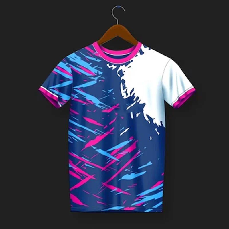 Men Polyester Crew Neck Short Sleeve T Shirt 3D Print Navy Fluorescent Green Pink Splash Dot Sport Graphic Tee