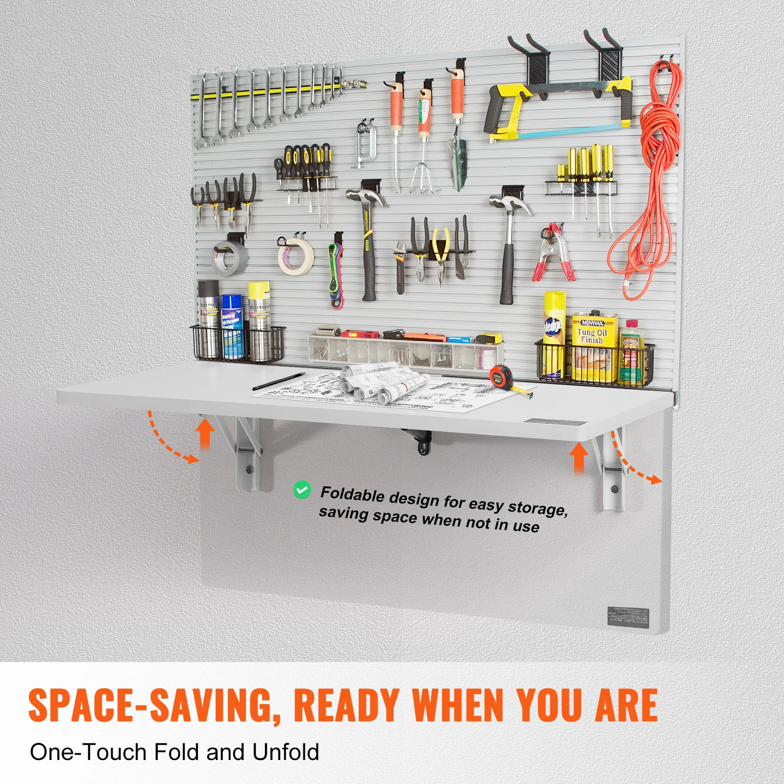 SucceBuy โต๊ะพับติดผนัง DROP Leaf ลอยโต๊ะพร้อมขายึดพับลงสําหรับโฮมออฟฟิศห้องครัวประหยัดพื้นที่