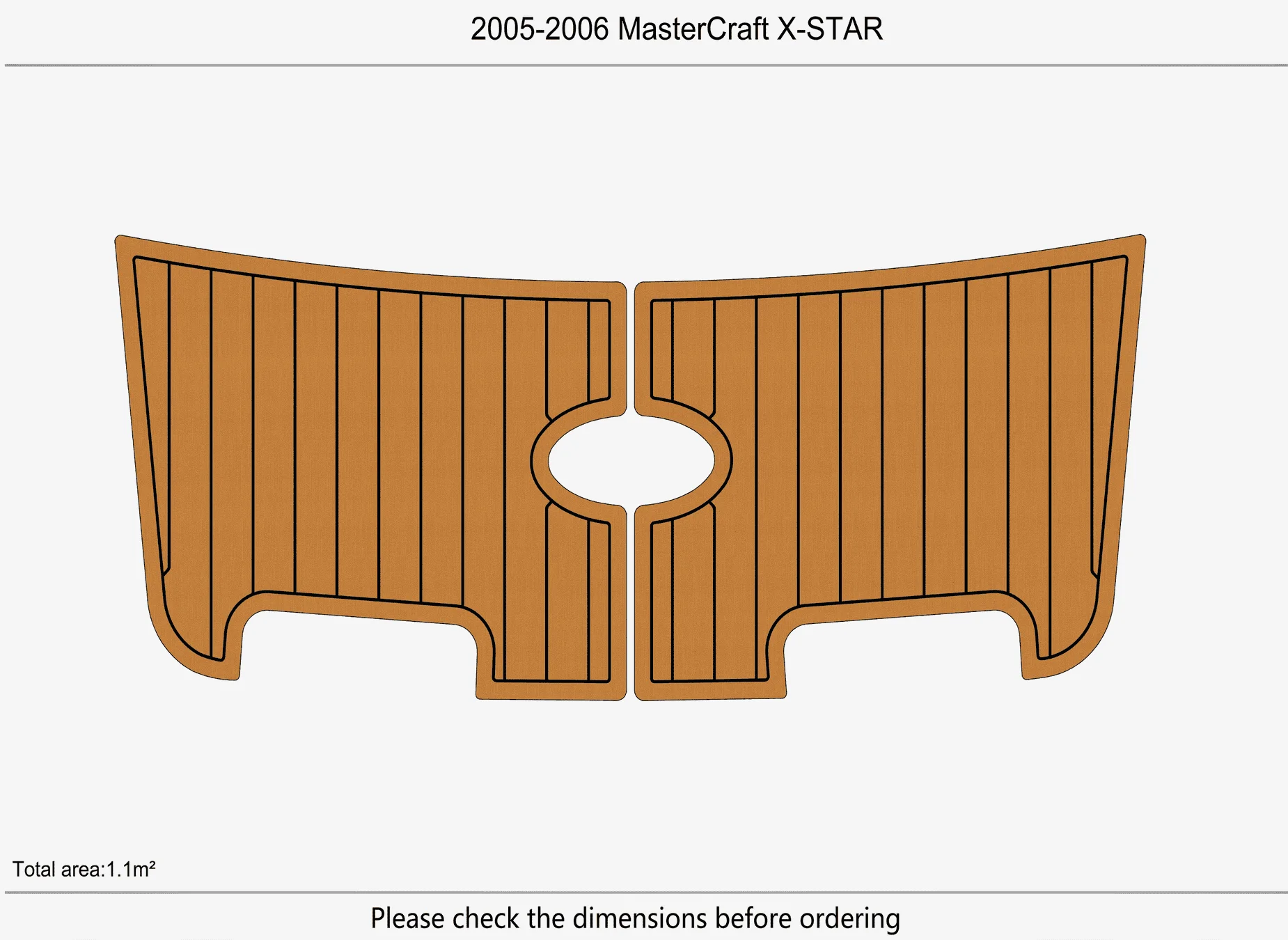 Anti-Skid EVA Faux Teak Self-Adhesive 6mm Boat Decking Pad for 2005-2006 MasterCraft X-STAR Yacht Cockpit Marine Flooring