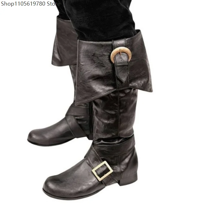 Autumn Winter Buckle Biker Boots Women Plus Size Low Heel Tall Footwear European Cross Border Suitable For Cosplay Theme Outfit 3