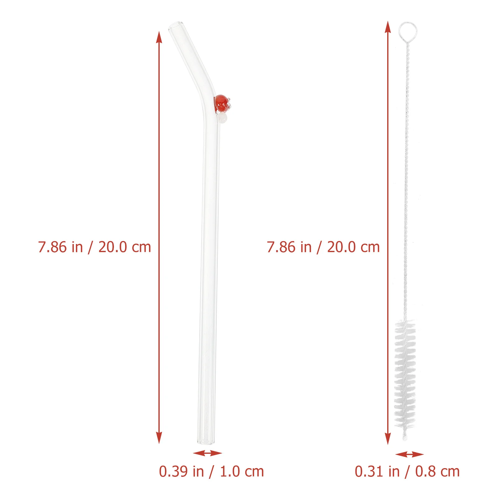 

1Set Mushroom Glass Straws Clear Reusable Drinking Straw Daily Use Beverage Straw Stainless Steel Brush Clear Glass Straws