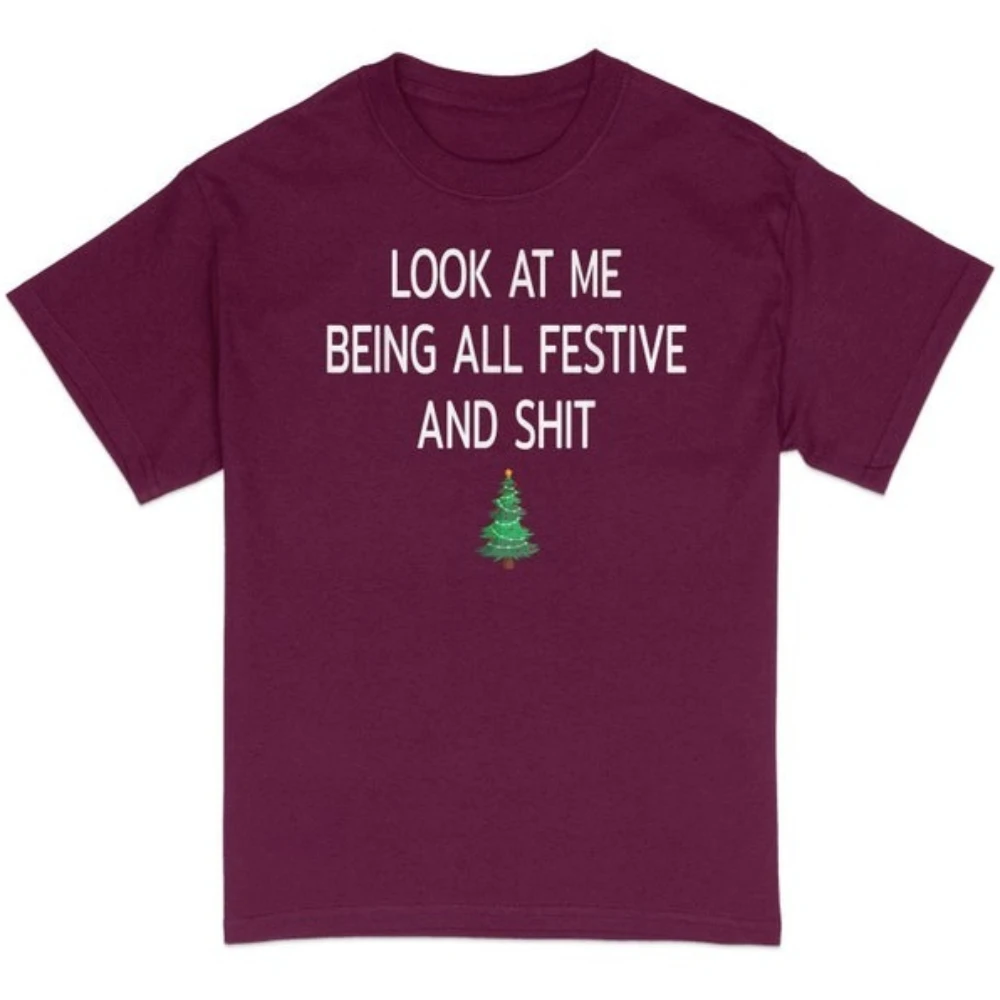 انظر إلي أن تكون كل احتفالية وقرف زوجين روح الدعابة الاقتران عيد الميلاد تي شيرت مضحك عيد الميلاد قميص الرجال النساء الحياة اليومية القطن المحملة #4