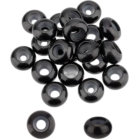 20pcs 6mm elettroforesi perline distanziatrici in acciaio inossidabile nero perline Slider con perline di plastica Rondelle Stopper per la creazione di gioielli