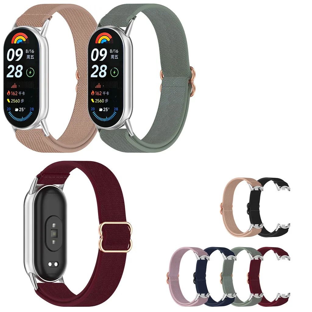 

Новый модернизированный эластичный плетеный ремешок Solo Loop Xiaomi Mi Band 8 9, нейлоновый ремень NFC, регулируемый браслет для часов