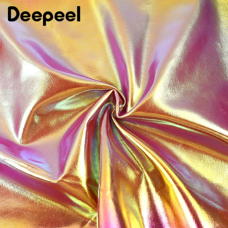 Metallic Foil Stretch Fabric 45/90*1.45m Spandex for Sewing Party Stage Costume Laser Cloth DIY