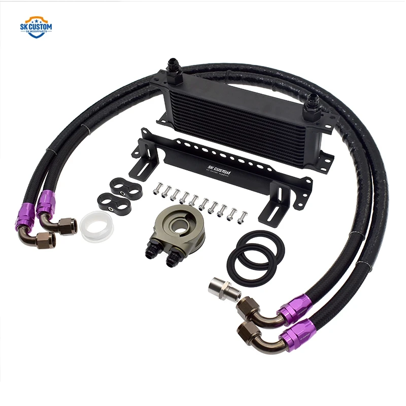 CUSTOM Oil Cooler Radiator Kit For VW Golf MK5 MK6 Audi A3 A4 TTS 1.8T 2.0T EA113 Engine Car Modification