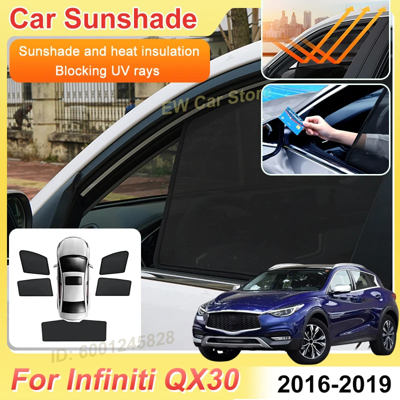 For Infiniti QX30 Accessories 2016~2019 2018 Car Mesh Sunshade Sunscreen Window Windshield Magnetic Sun Shade Visor Anti-UV Part