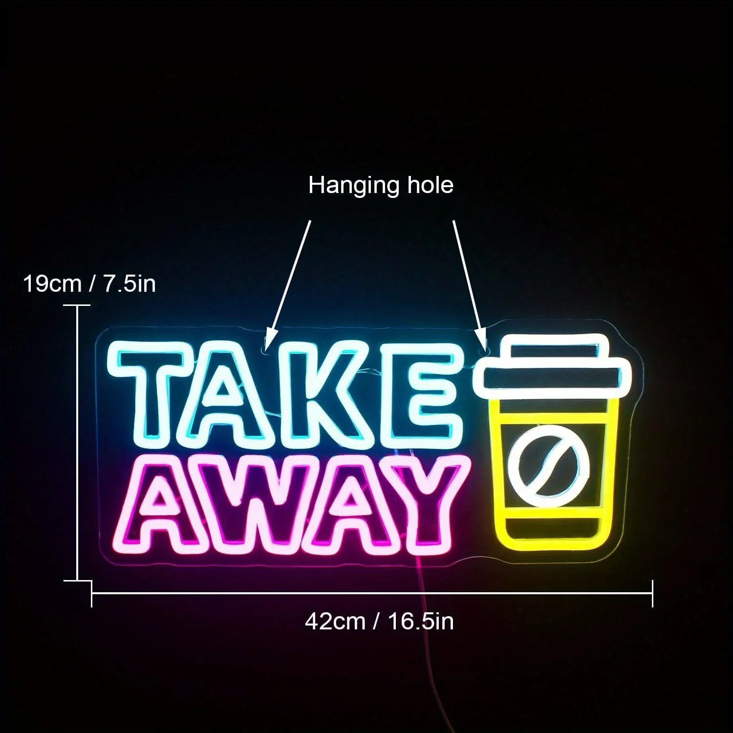 Letrero de neón para llevar para decoración de pared, letrero Led para colgar en la pared, alimentado por USB para tienda, cafetería, restaurante, regalos de decoración de pared