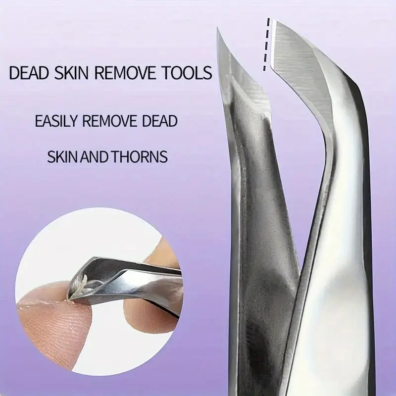 Herramientas de pedicura para decoración de uñas, tijeras para piel muerta, cortaúñas, pinza para quitar uñas, acero inoxidable plateado