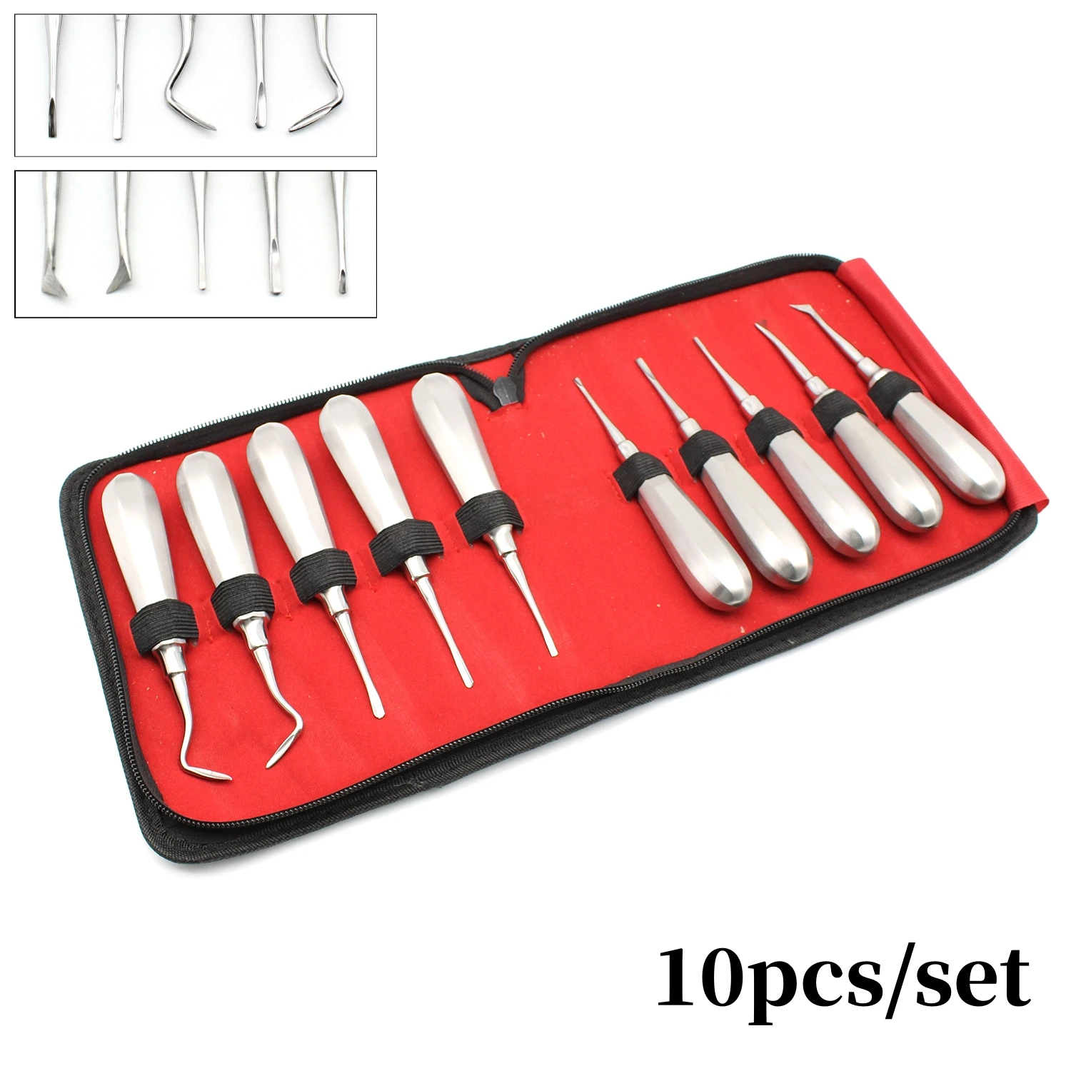 10Pcs Dentist Tools Set Dental Extraction Elevator Kit Straight Curved Root Lifter Dental Lab Instruments