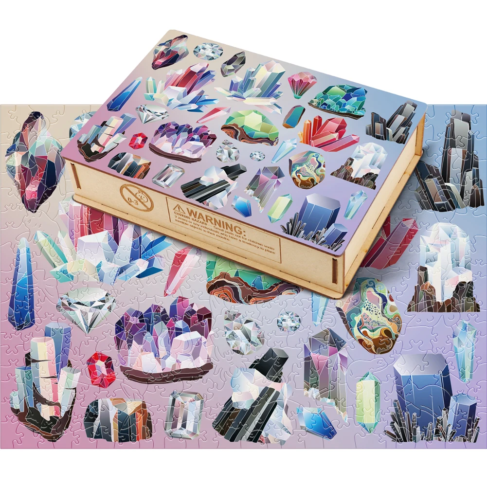 Kryształki drewniane Puzzle Puzzle do zabawy dla dzieci Puzzle dla dorosłych z drewna klejnot Puzzle 3D łamigłówka gry planszowe hurtowe drewniane pudełko