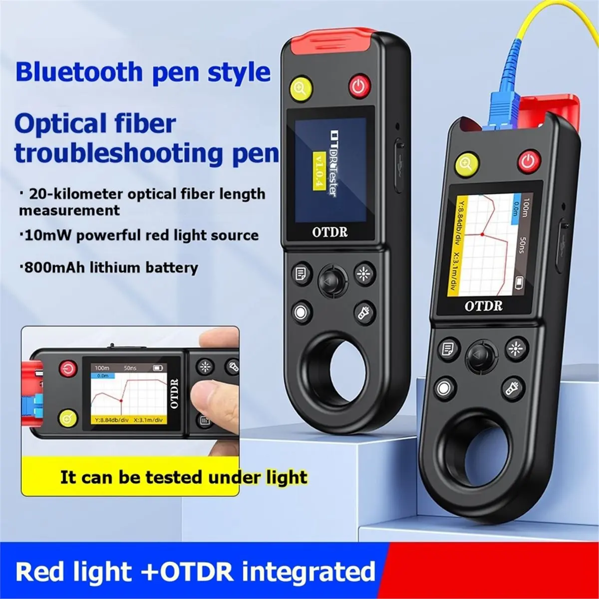 Otdr Tester Pen-Style Fiber Optical Fault Locator 20KM Fault Finding 10mW Red Light Source Optical Fiber Tester