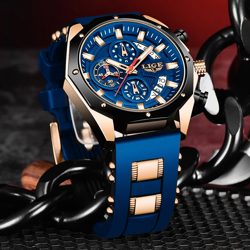 

LIGE лучший бренд класса люкс мужские часы модные спортивные кварцевые наручные часы водостойкий светящийся хронограф часы с датой мужские Reloj Hombre