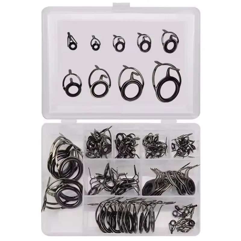 WEIHE 75PCS Accessories High Carbon Ceramic Double Legs Fishing Rod Eye Guides Combo view 4