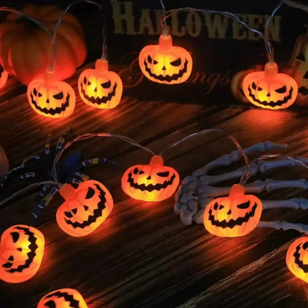 1PC 10/20LED Halloween Single/Double-Layer Pumpkin Light String, Suitable For Halloween Horror And Funny Atmosphere Decoration