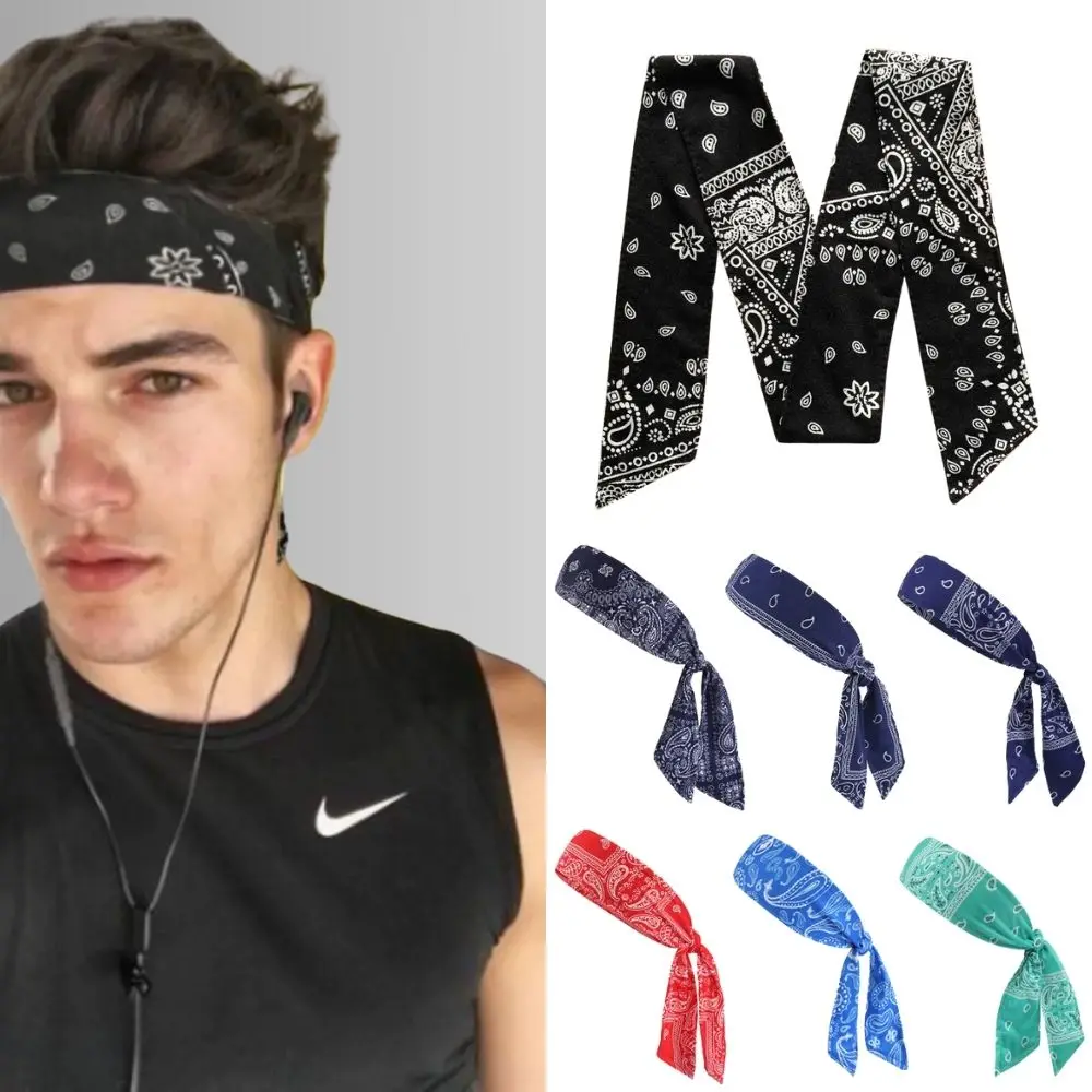 Hot Men Women Gym Tennis Sweatband Fashion Cashew Print Fitness Yoga Elastic Band Boy Girl Teens Headband Athletics Hair Bands