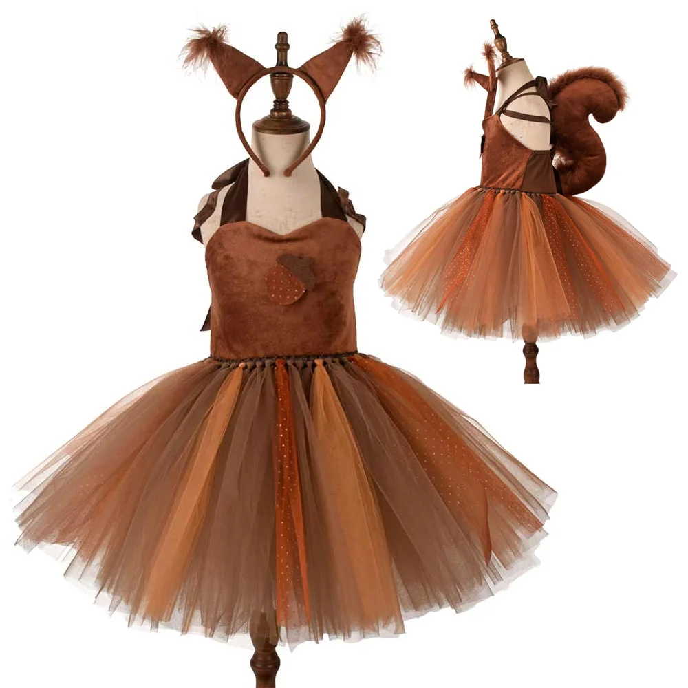 

Детский костюм белки для косплея, тематический костюм на День защиты детей, для сценических выступлений, ролевых игр, Хэллоуина, карнавала, маскарада