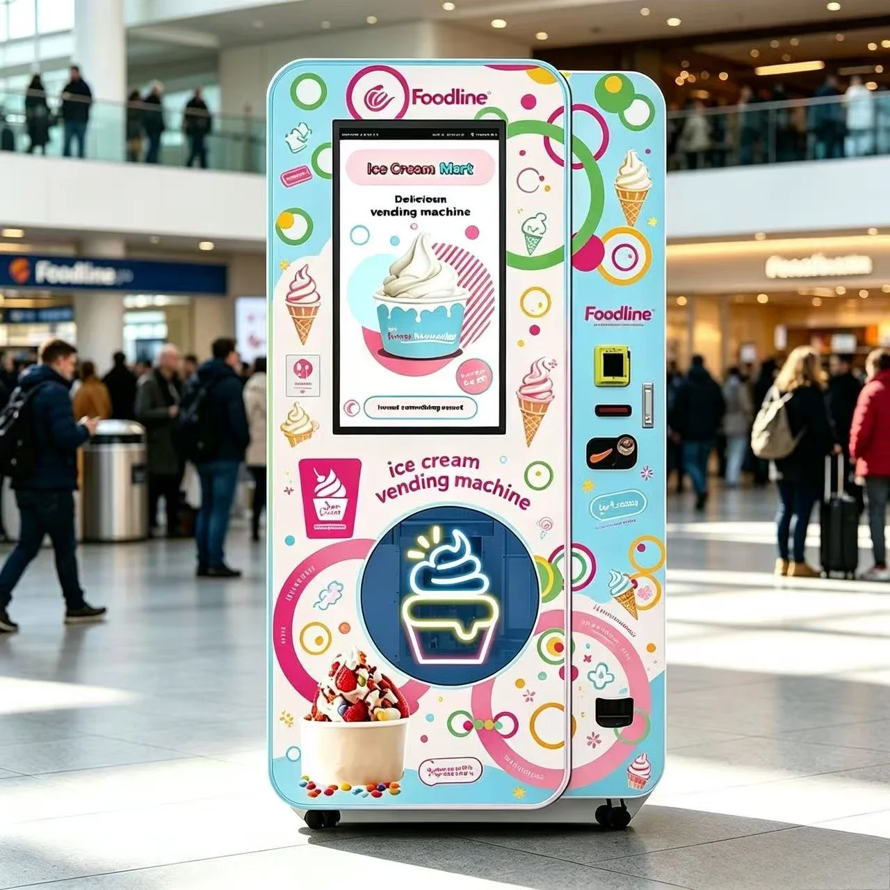 FL Self Service Digital Screen Robot Soft Serve Ice Cream Vending Machine Coin Operated with Open SDK Programmable Equipment