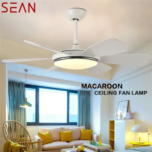 SEAN 천장 선풍기 LED 조명, 리모컨 포함, 다이닝 룸, 침실용 모던 장식, 3 가지 색상, 220V, 110V 