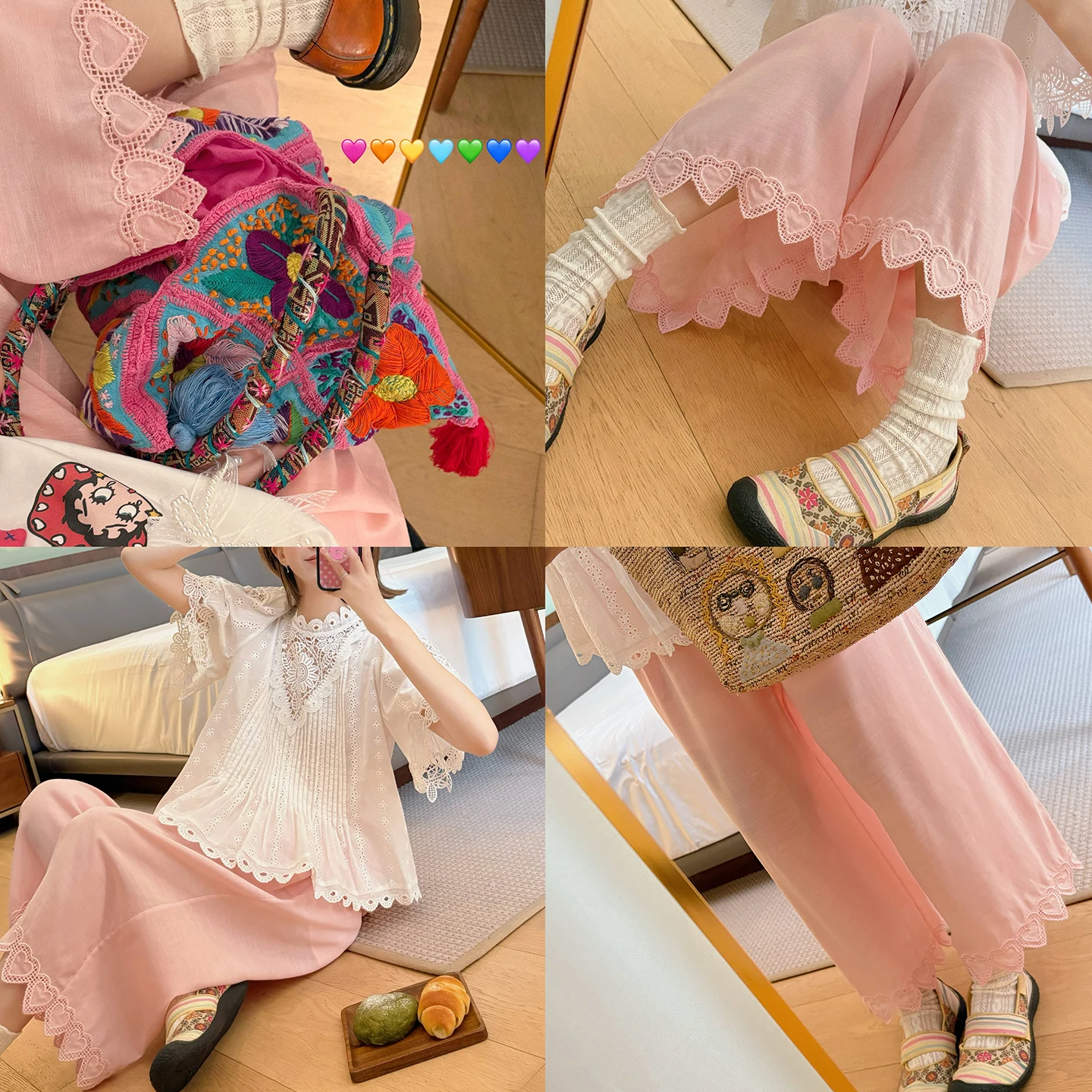 

VIMAS55 Silk 35 Cotton 0 Linen Embroidered Elastic Waist Lazy Pants Korean Sle Commute Straight Leg Ladies Trousers