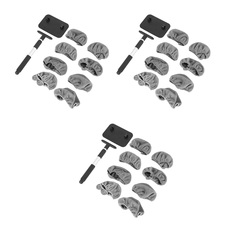 

Выдвижная алюминиевая щетка для чистки окон автомобиля, 3 шт., с чехлами из микрофибры