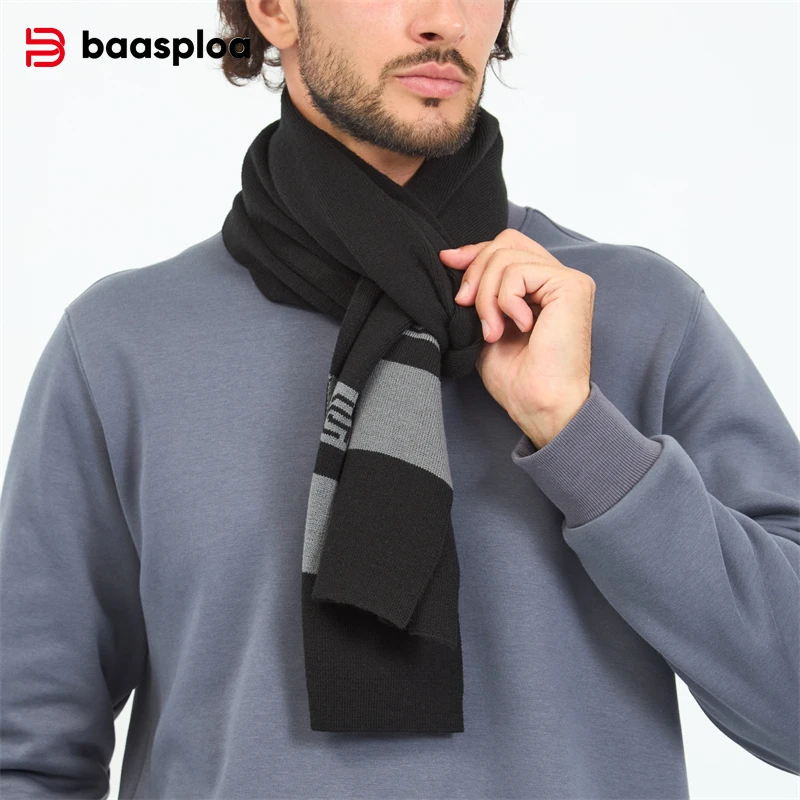 

Baasploa Men's Scarf Autumn Winter Casual Thickened Warm Wool Knit Neckerchief Unisex Fashion Classic Patchwork Scarf Shawl Wrap