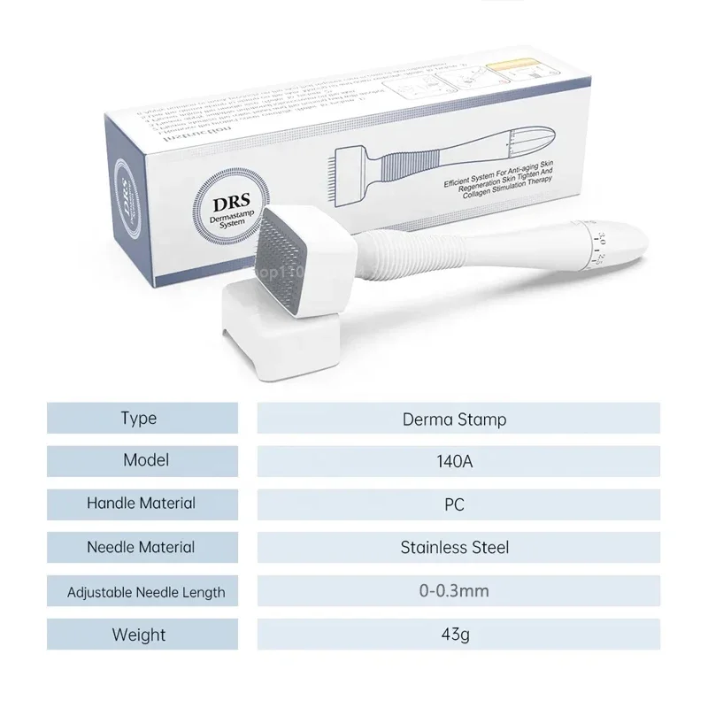 DRS140 Derma Roller Stamp เข็มปรับความยาว Microneedle Anti-Aging ริ้วรอยผมร่วง Therapy Beauty Derma Rolling System