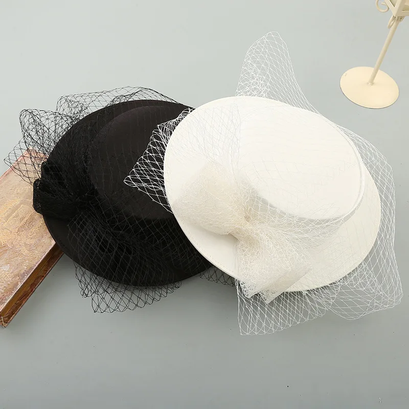 New Woman European and American style mesh bow elegant bridal bride hat suitable for photoshoots evening parties and runway show