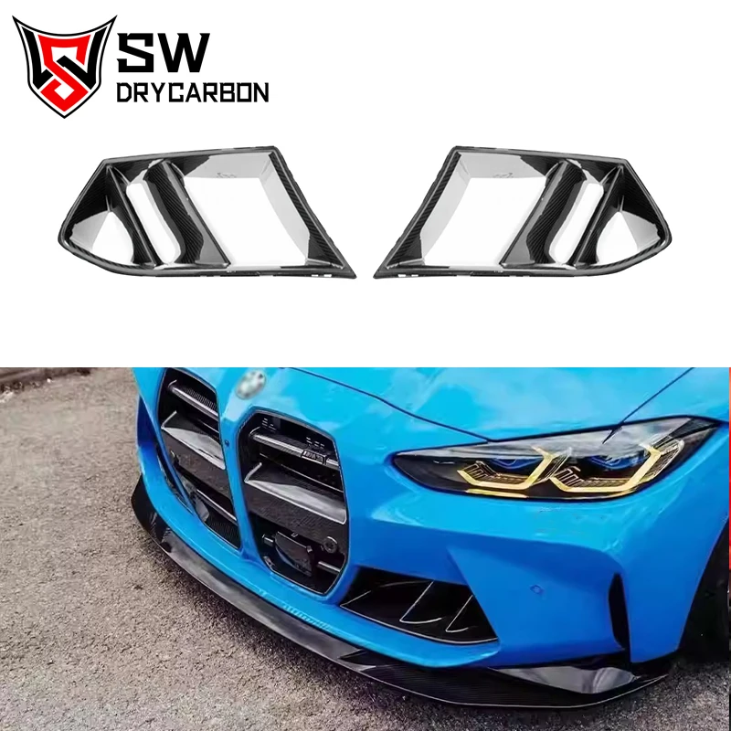 New Design Dry Carbon Fiber Dual Fin Duct Trim for G80 G81 M3 G82 G83 M4 Front Intake Duct Air Vents Front Bumper Air Vents