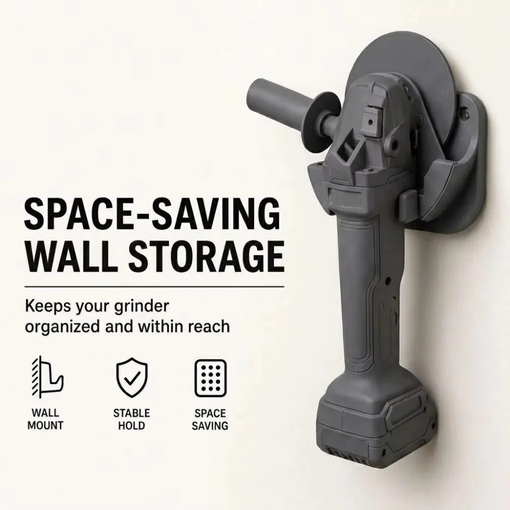 Angle Grinder Wall Mount Holder, Heavy Duty Tool Storage Bracket, Space-Saving Grinder Stand For Garage Workshop