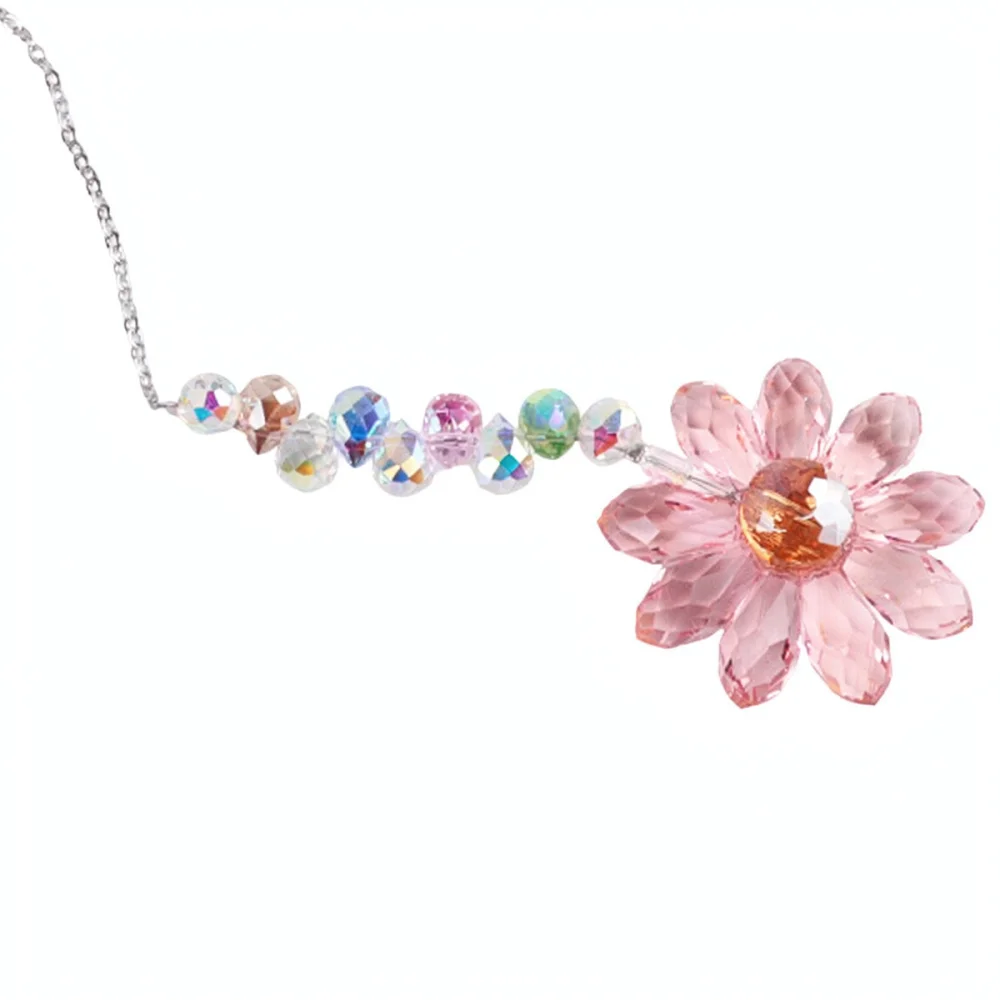 Hanging Crystal Prism Sun Catcher Flower Decor Rainbow Maker For Indoor Outdoor Window Garden Ornament