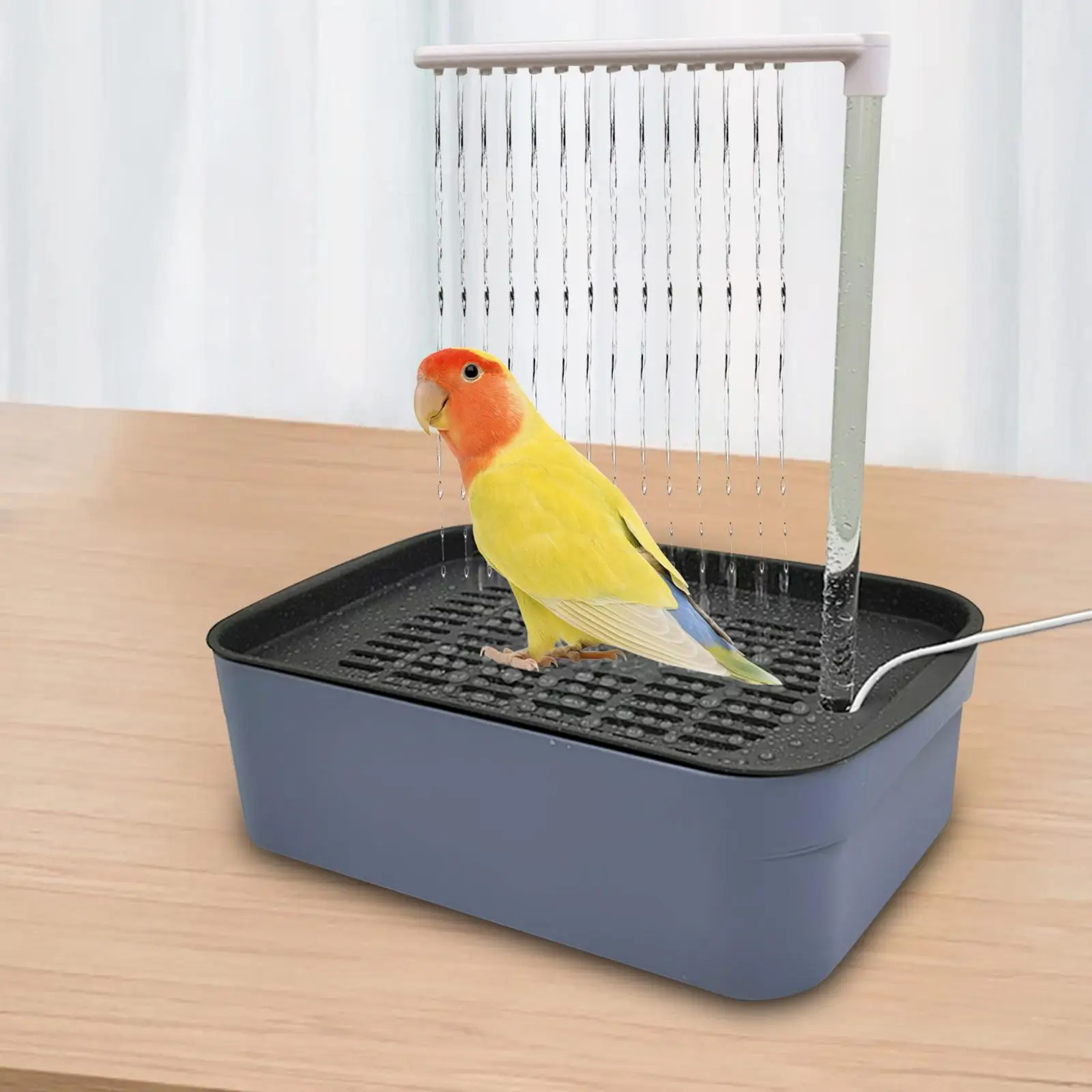 Bird Bathing Tub Automatic Water Circulation Bath Box for Budgie Cockatiel with 26 Holes USB Powered Basin