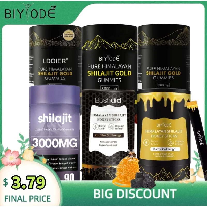 BIYODE 100% puro Himalaya Shilajit gomas de oro caramelo suave miel suplemento corporal ayuda a la recuperación muscular reducir la fatiga aumentar