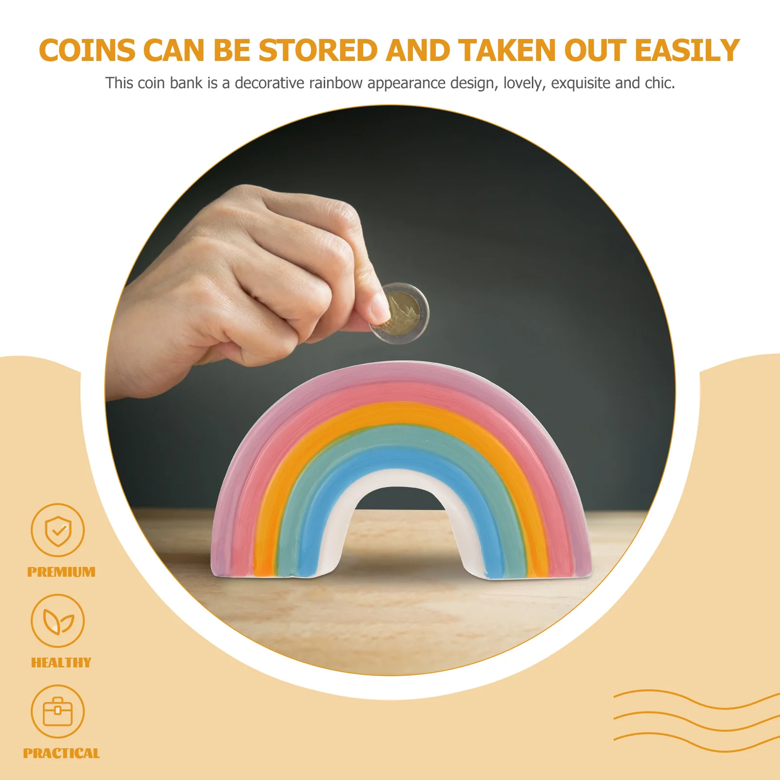 حاوية عملات معدنية من السيراميك على شكل حيوان قوس قزح، وعاء توفير إبداعي، صندوق تخزين أموال سطح المكتب للاستخدام المنزلي للأطفال