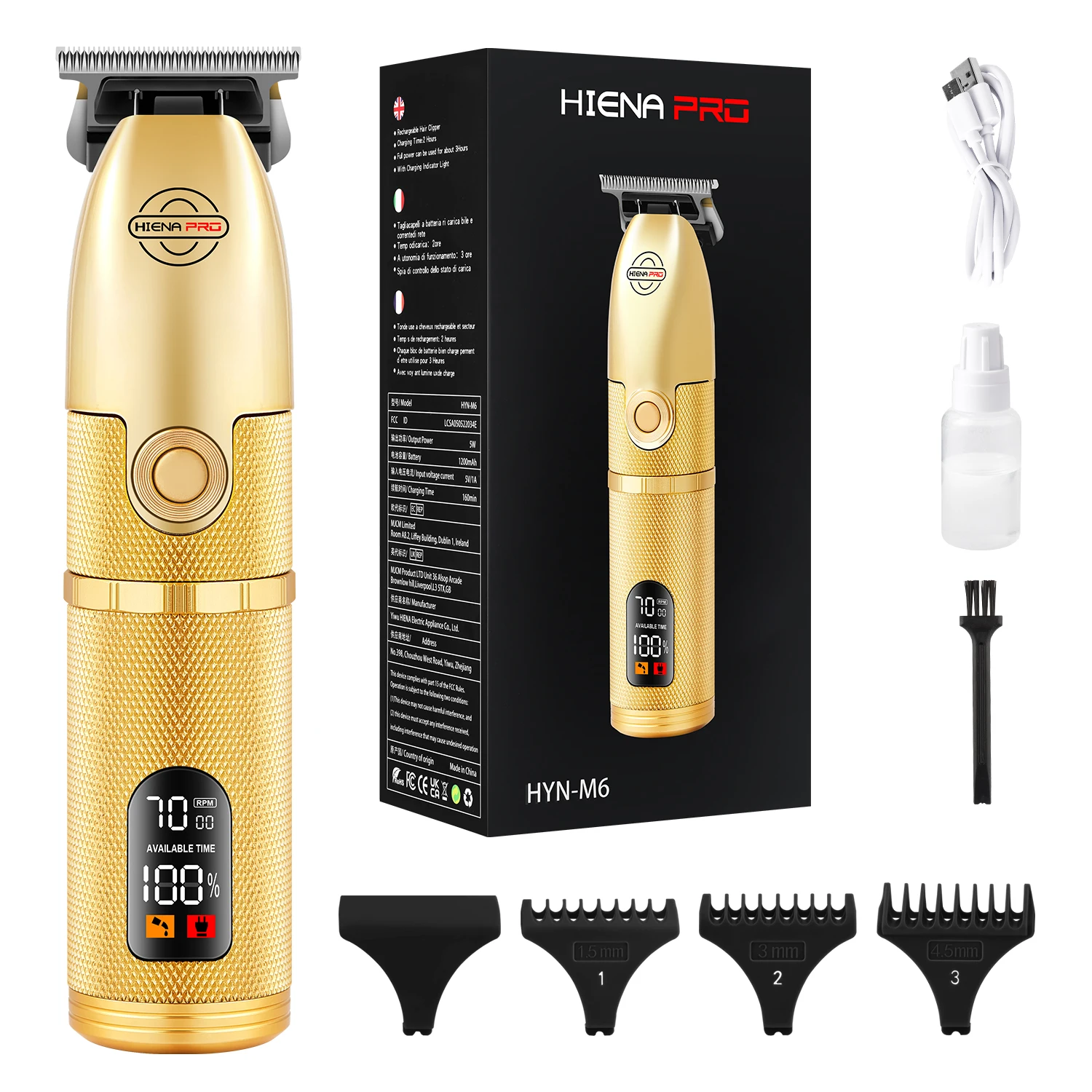 

Hair Trimmer Professional Hair Clipper Rechargeable Hair Cutting Machine T-Blade Cordless Portable Trimmer for Men