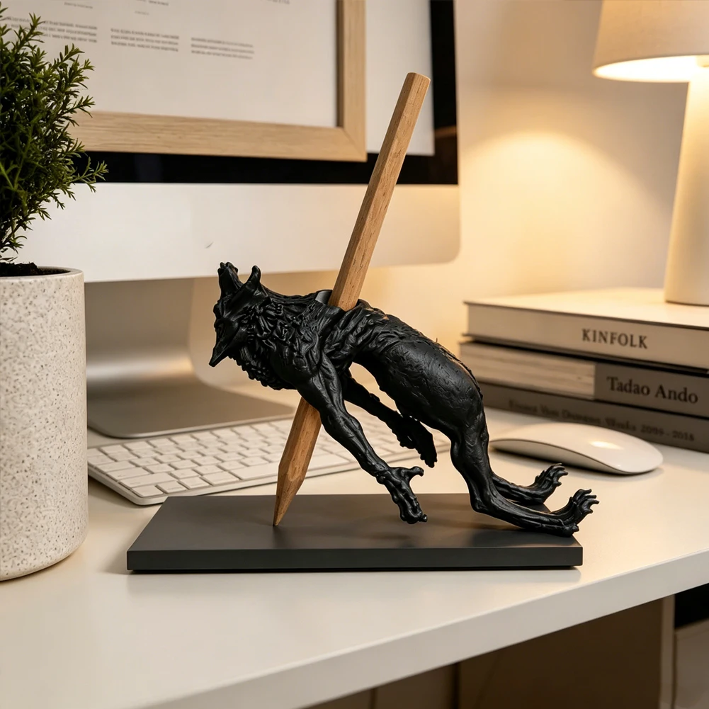 Creative Werewolf Pen Holder 3D Printed Gothic Monster Pencil Stand Dark Desk Ornament Office Stationery Decor Cool Gift Gamers