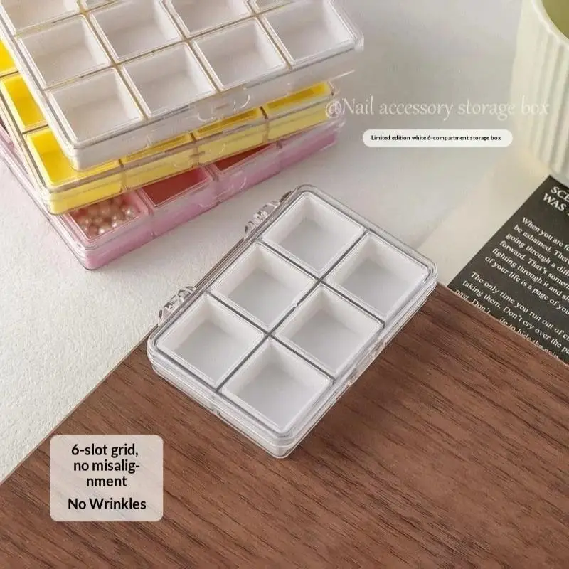 1 Stück Bonbonfarbene Plastik-Nagelkunst-Dekor-Aufbewahrungsbox Transparente 6/12-Fächer Nagelkunst-Aufbewahrungsbox Schmuck-Organizer – Detail 7