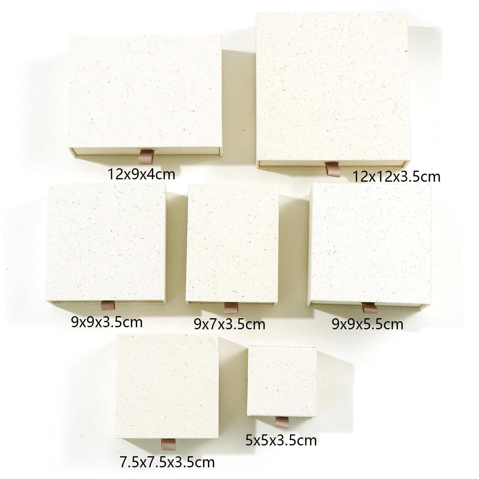 2pcs 8Seasons Paper Pull-Out Drawer Jewelry Gift Box Square Creamy-White For Ring Necklace Bracelets Earrings Gift Packing Box