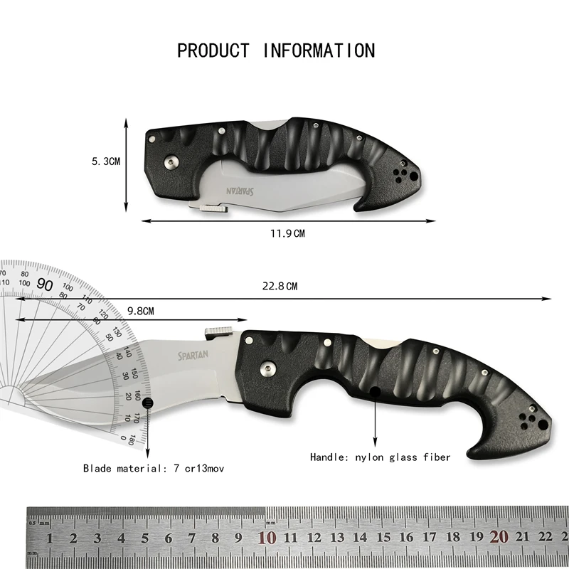 Spartan Folding Knife Survival Tactics Cutting Nylon Fiberglass Handle Outdoor Camping Rescue EDC Sending Man Folding Knife